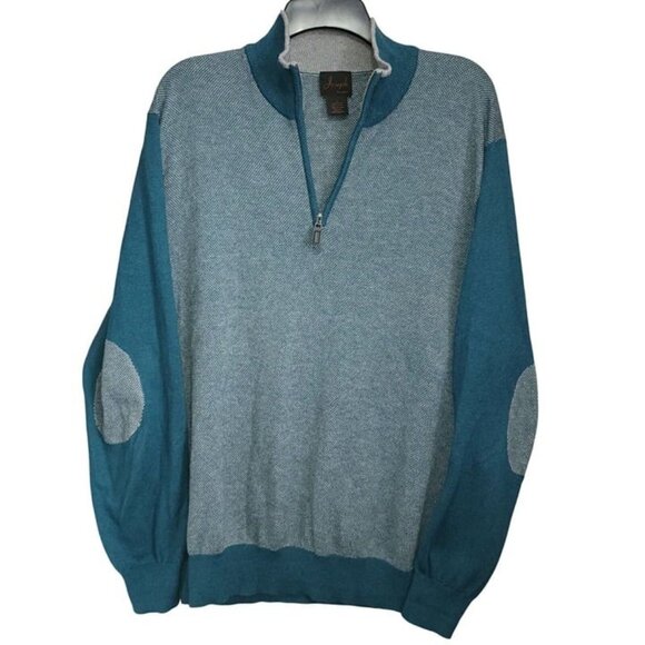 Joseph Mens Pullover Cotton And Cashmere Blend Sweater Elbow Patches Blue Gray L - Picture 10 of 11